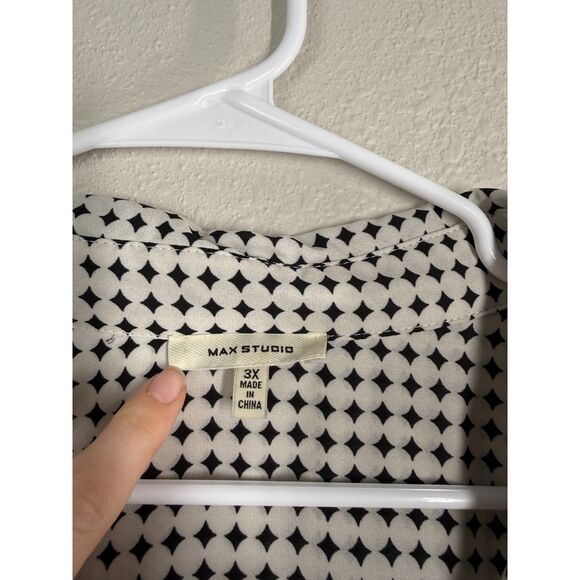 Max Studio Womens Diamond Print Button Up Top Sz 3X Geometric Career Business - Picture 5 of 8